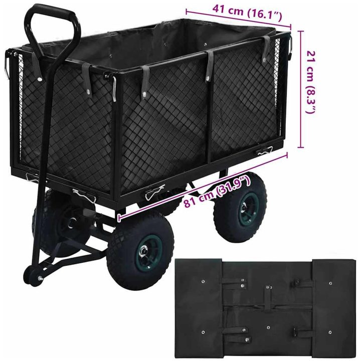 Innerfoder till trädgårdsvagn svart tyg vidaXL 81 x 41 x 21 cm – bild 3