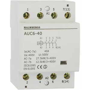 Installationskontaktor, 3 modul, 40A, 4-Pol MALMBERGS