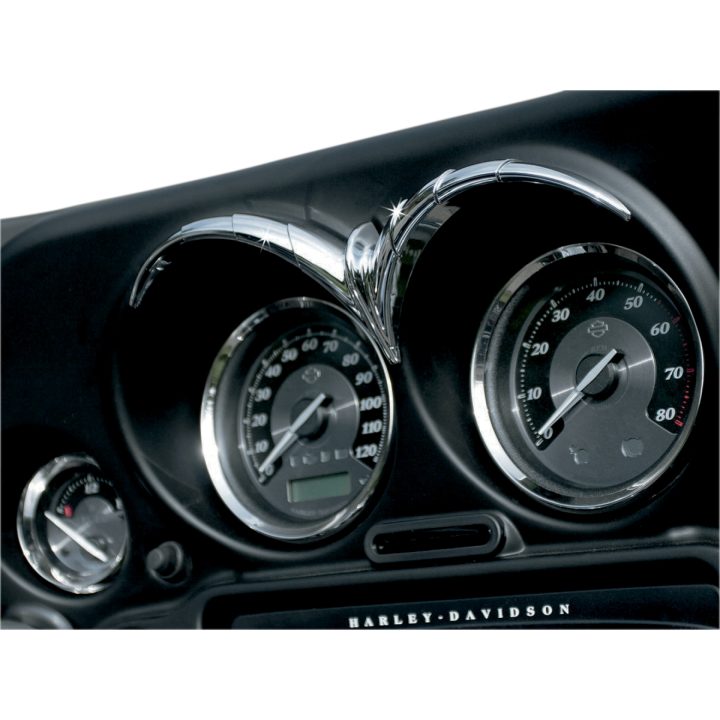 Instrumentpanel Accent Speedometer/tachometer Gauge Brow Krom KURYAKYN BROW GAUGE FLHX – bild 2
