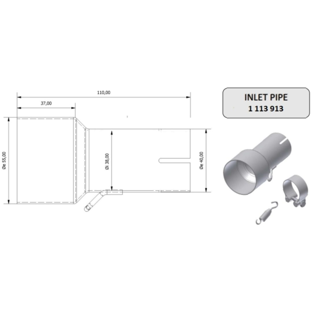 Insugsrör 55 > 38 mm MIVV
