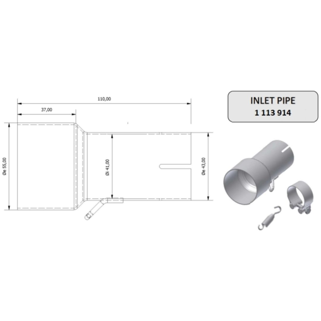 Insugsrör 55 > 41 mm MIVV