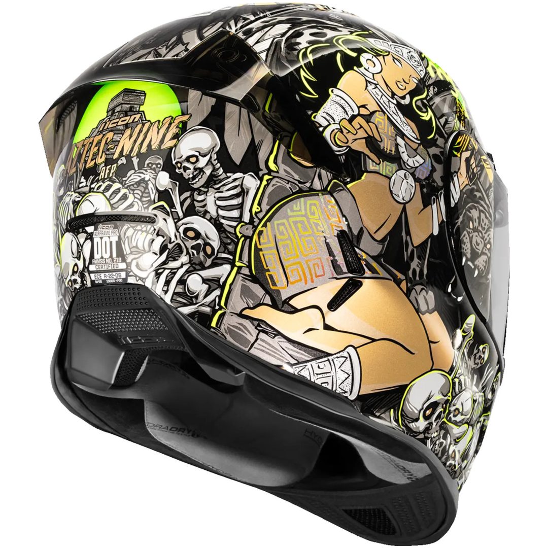 Integralhjälm Airframe Pro Aztec Nine Svart Guld Grön Vit Gul ICON XS – bild 4