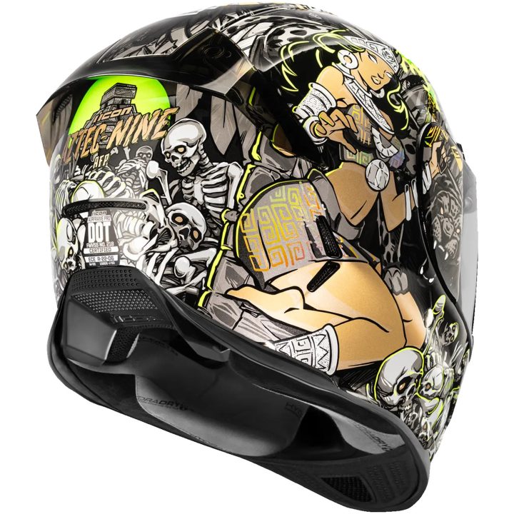 Integralhjälm Airframe Pro Aztec Nine Svart Guld Grön Vit Gul ICON XS – bild 4