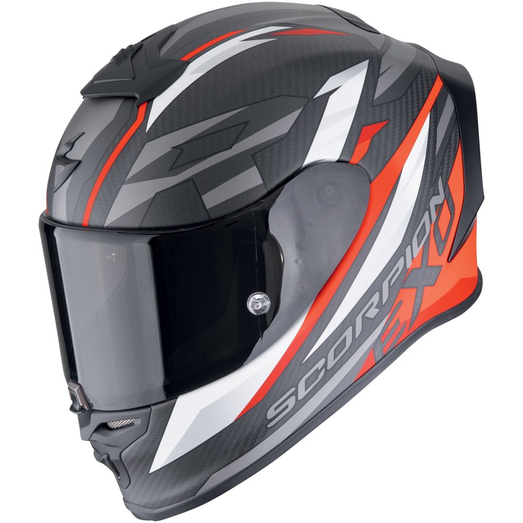 Integralhjälm EXO- CARBON Mattsvart/Röd Scorpion XS