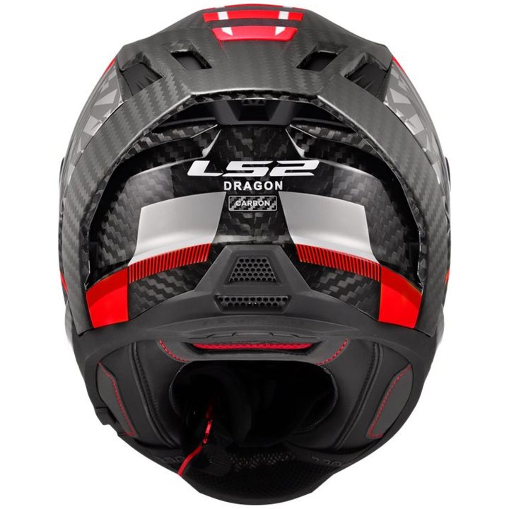Integralhjälm FF807 DRAGON Trax Kolfiber Röd/Vit LS2 s – bild 3