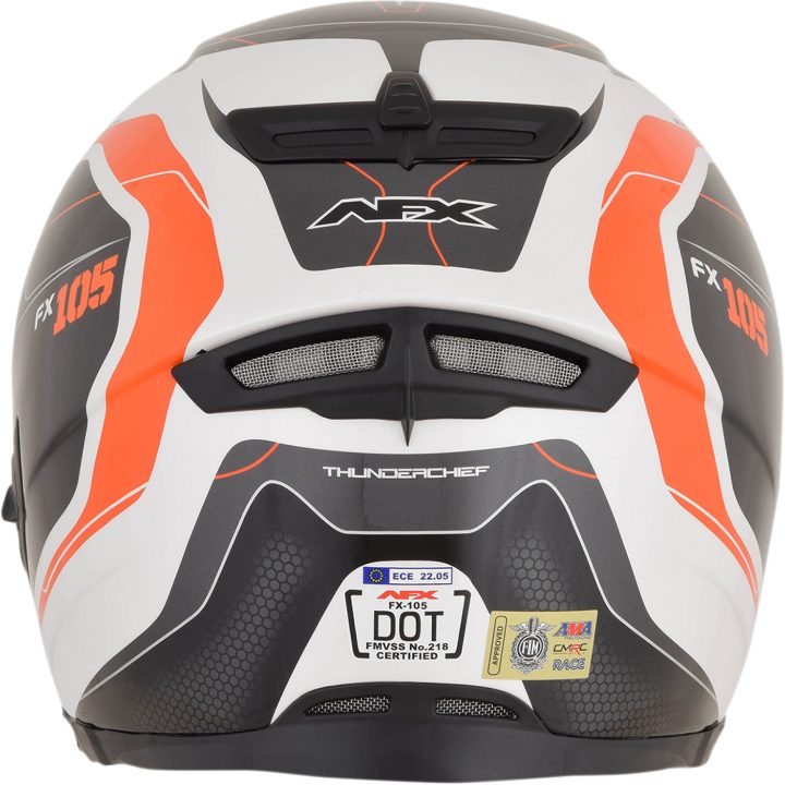 Integralhjälm FX-105 Thunder Chief Glansig 2017 Svart/Vit/Orange AFX Medium – bild 7