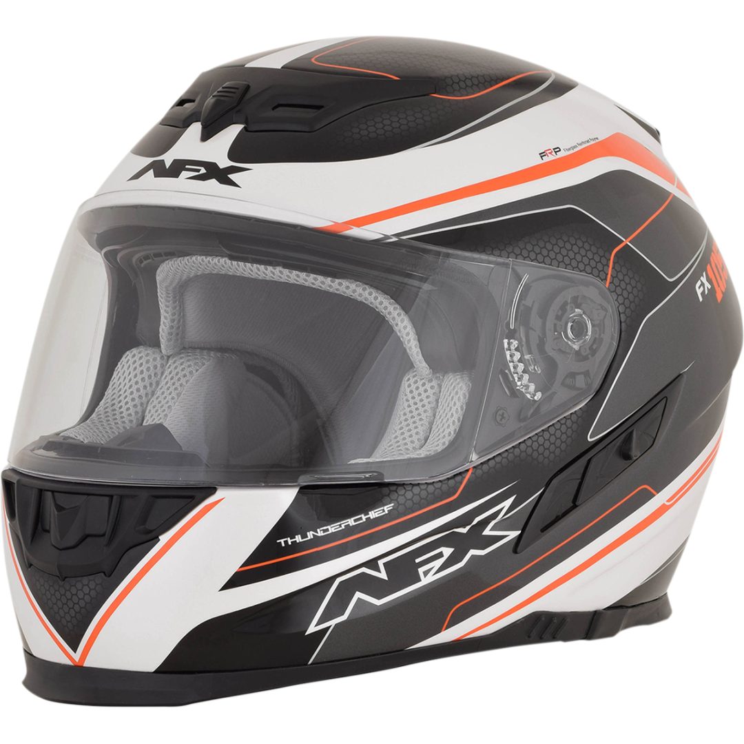 Integralhjälm FX-105 Thunder Chief Glansig 2017 Svart/Vit/Orange AFX Medium – bild 6