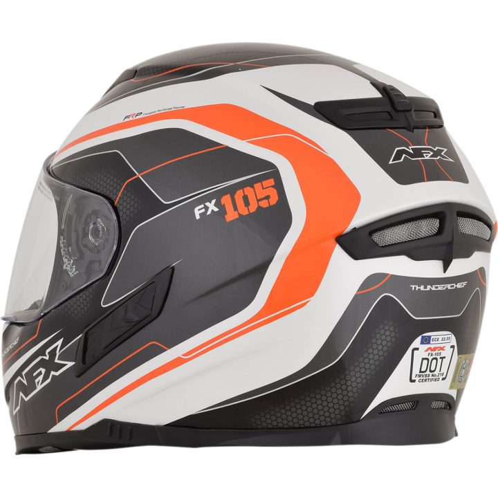 Integralhjälm FX-105 Thunder Chief Glansig 2017 Svart/Vit/Orange AFX Medium – bild 4