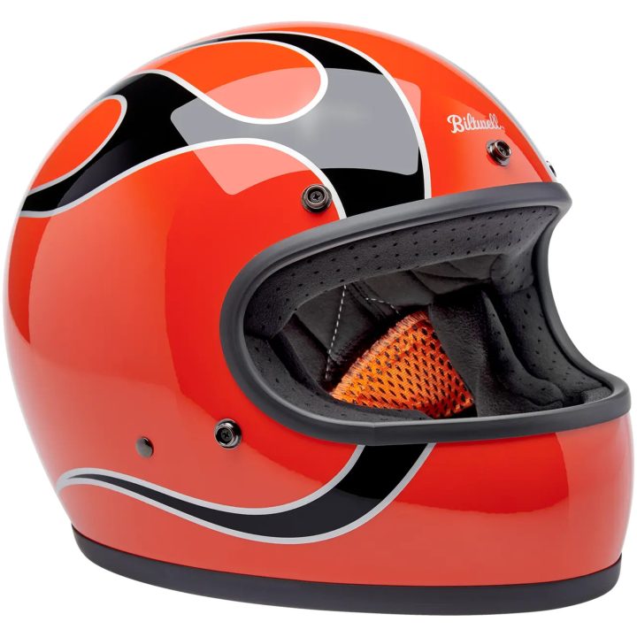 Integralhjälm Gringo Flames Svart Orange Vit BILTWELL – bild 3