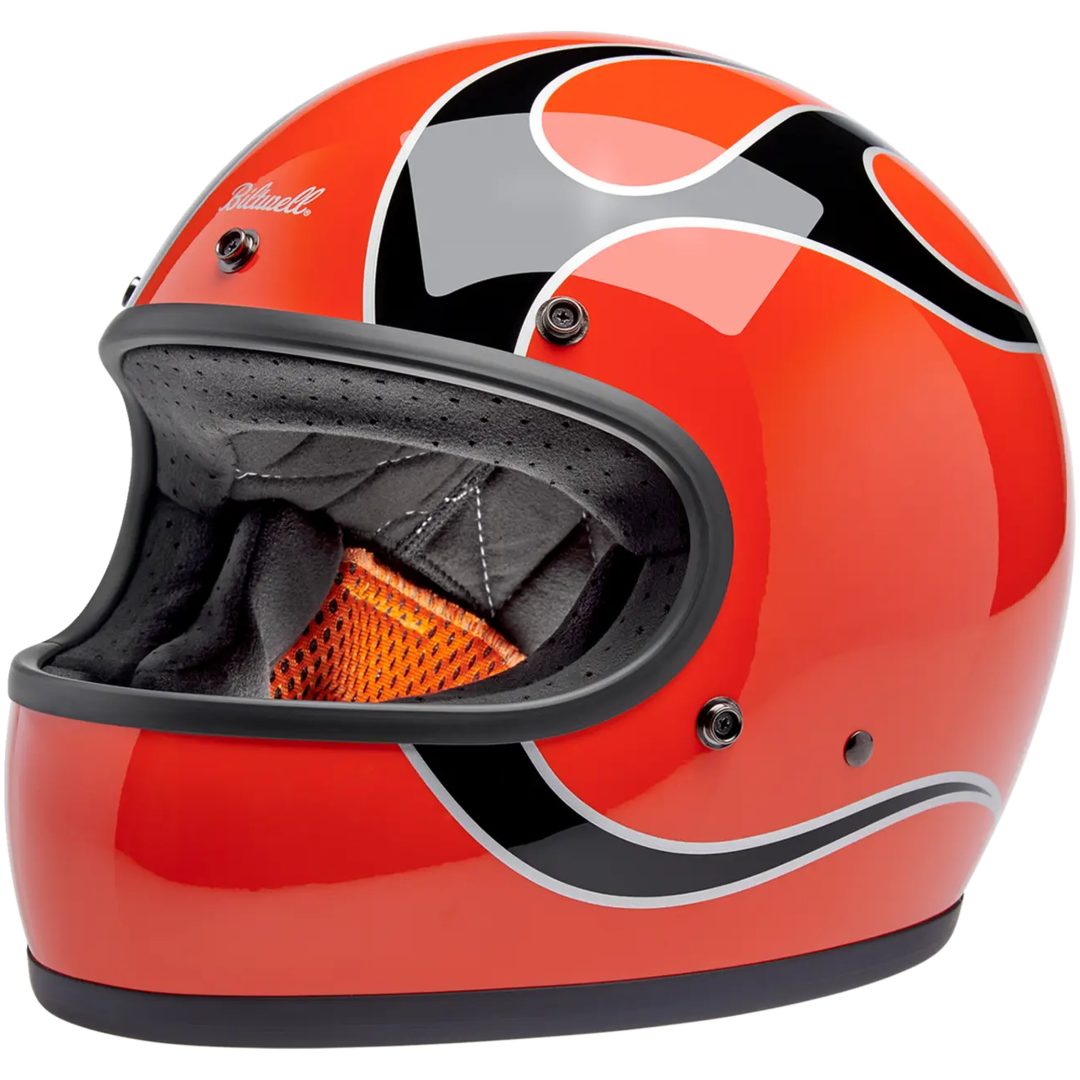 Integralhjälm Gringo Flames Svart Orange Vit BILTWELL