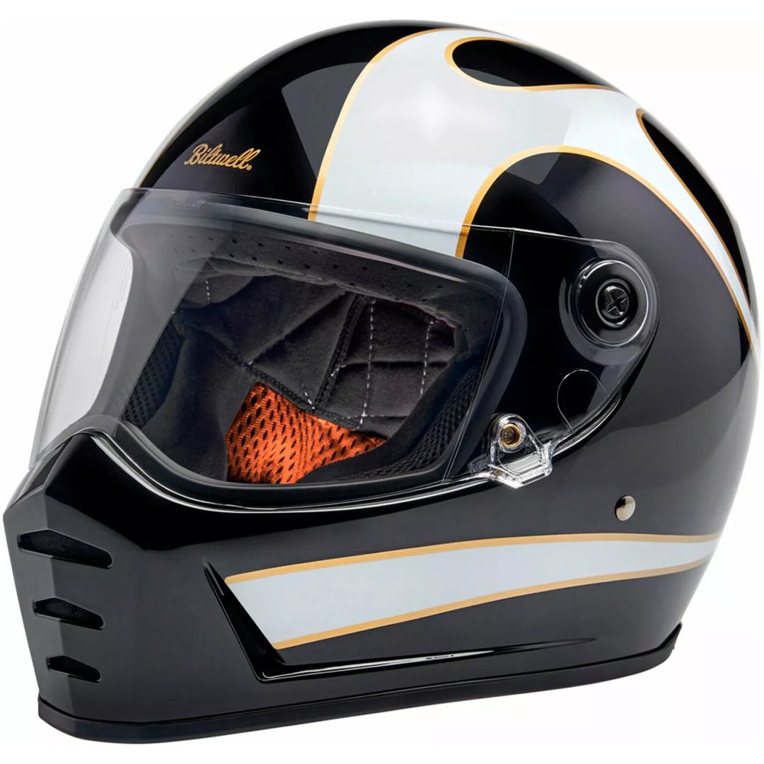 Integralhjälm Lane Splitter Flames Svart Blank BILTWELL