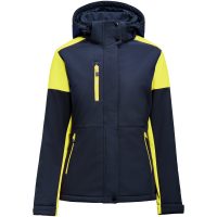 Jacka Dam Padded Softshell Marinblå/neonyellow Printer PRIME