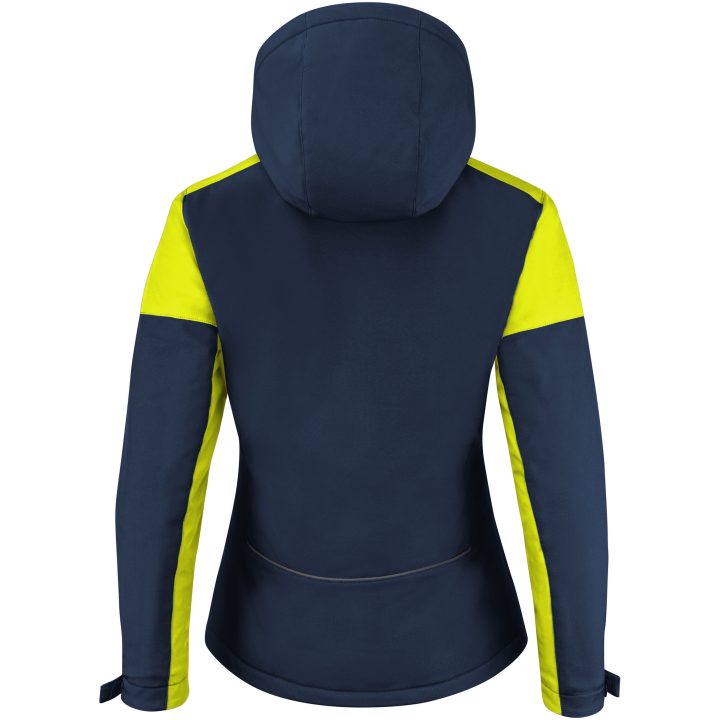 Jacka Dam Padded Softshell Marinblå/neonyellow Printer PRIME XS – bild 2