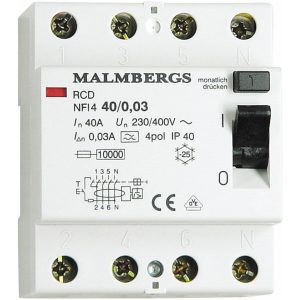 Jordfelsbrytare, A-typ, 40A, 4-polig, 30mA MALMBERGS