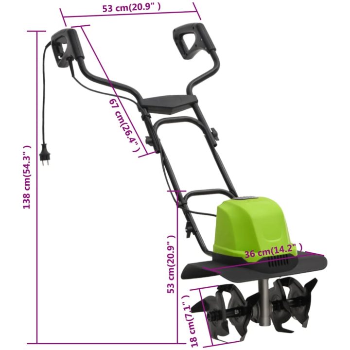 Jordfräs med 4 knivar elektrisk 800 W vidaXL – bild 9