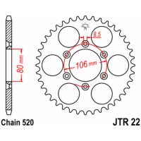 JT SPROCKETS Steel Standard Rear Sprocket 22 - 520