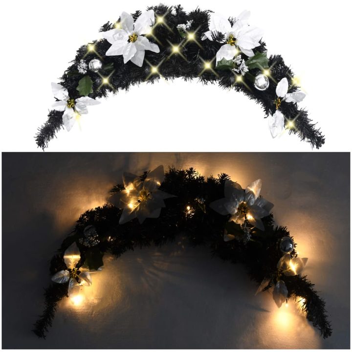 Julbåge med LED svart 90 cm PVC vidaXL – bild 2