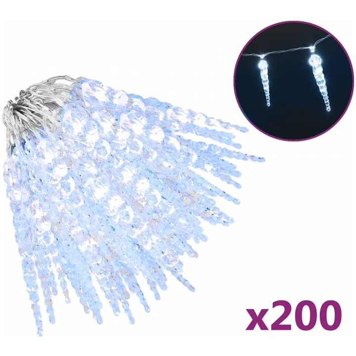 Julbelysning 200 LEDs kallvit 20 m akryl PVC vidaXL – bild 2