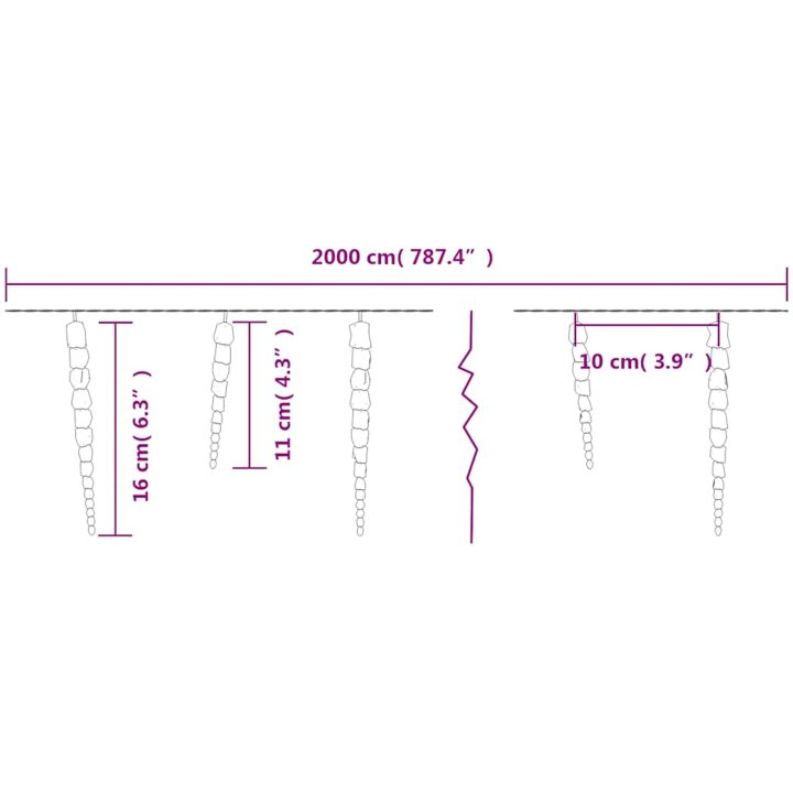 Julbelysning 200 LEDs kallvit 20 m akryl PVC vidaXL – bild 8