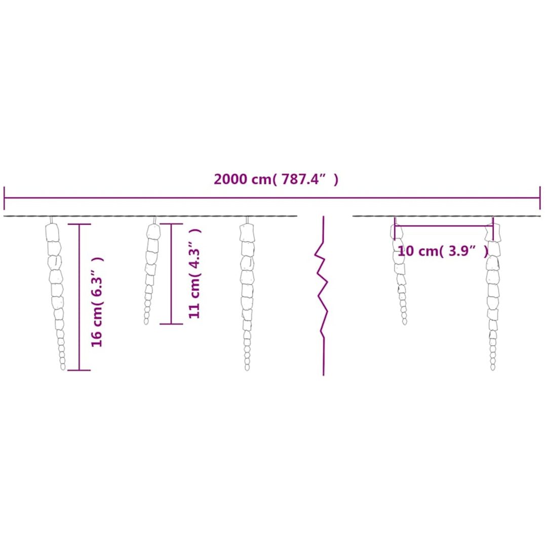 Julbelysning 200 LEDs kallvit 20 m akryl PVC vidaXL – bild 9