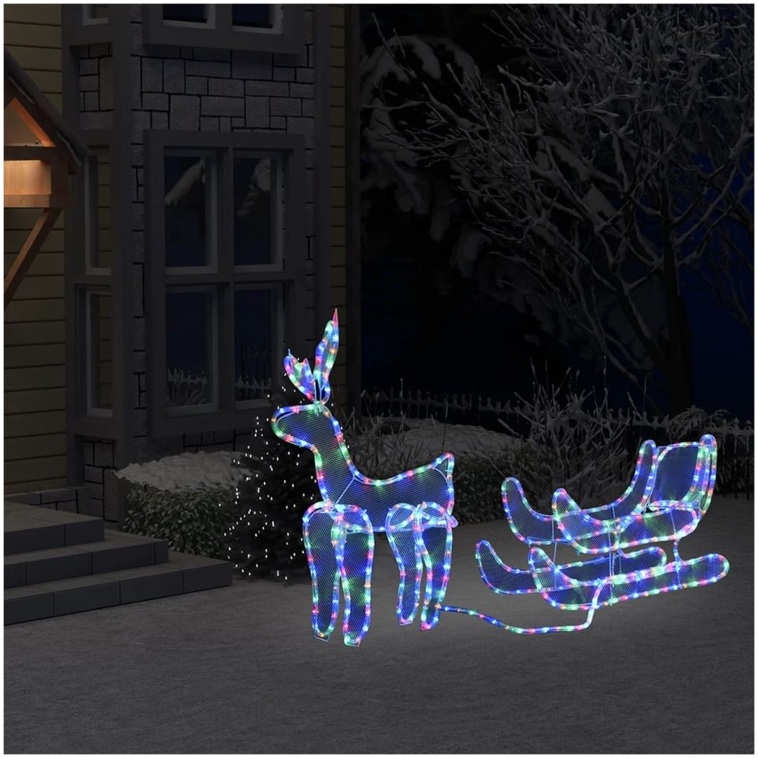 Julbelysning ren och släde nät 432 LED vidaXL 120 x 63 cm