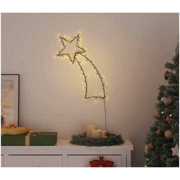 Julbelysning stjärnskott silhuett 80 LEDs varmvit vidaXL 29 x 61 cm – bild 2