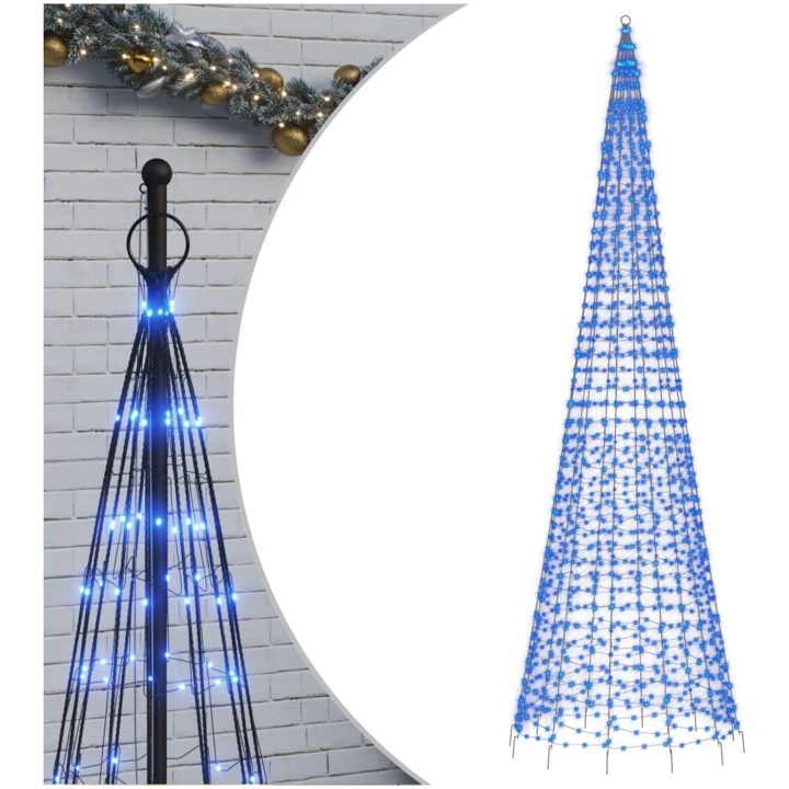 Julbelysning till flaggstång 1534 LEDs blå 500 cm vidaXL 500 cm – bild 2