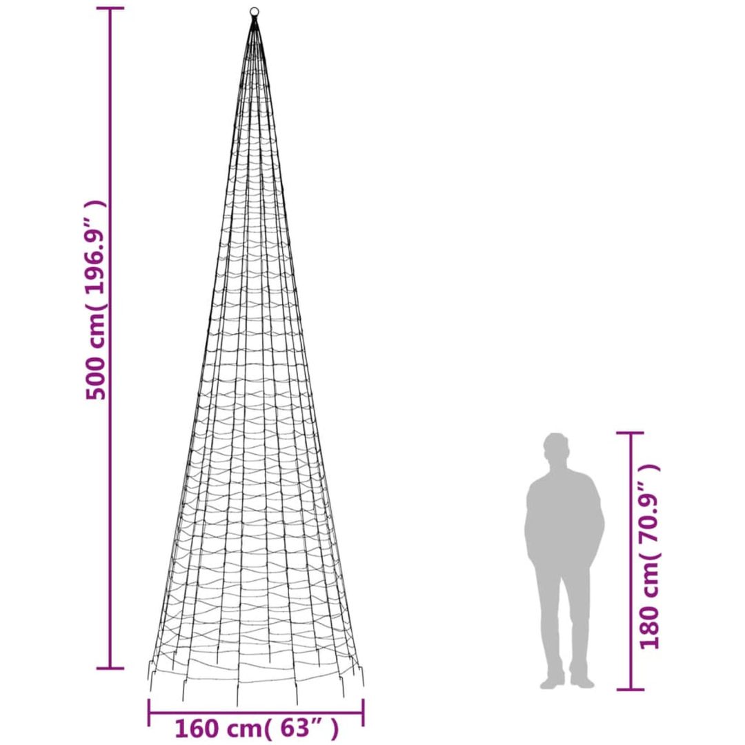 Julbelysning till flaggstång 1534 LEDs blå 500 cm vidaXL 500 cm – bild 10