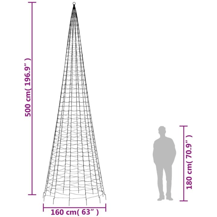 Julbelysning till flaggstång 1534 LEDs blå 500 cm vidaXL 500 cm – bild 10
