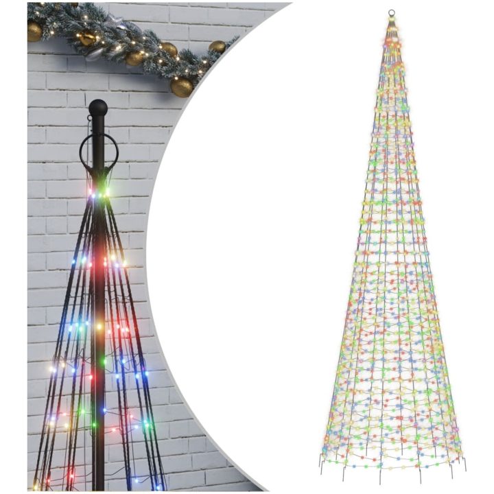 Julbelysning till flaggstång 1534 LEDs färgglad vidaXL 500 cm – bild 2