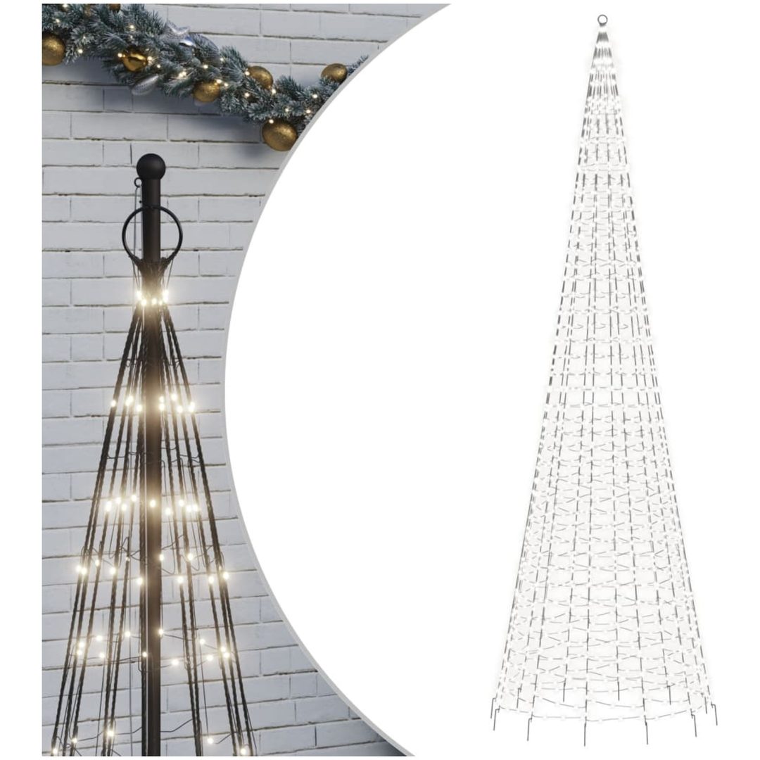 Julbelysning till flaggstång 1534 LEDs kallvit vidaXL 500 cm – bild 2