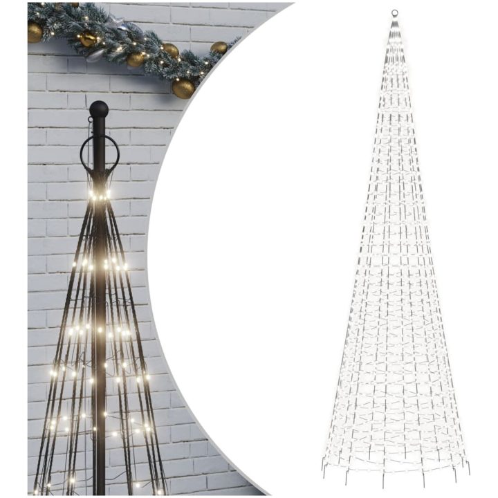 Julbelysning till flaggstång 1534 LEDs kallvit vidaXL 500 cm – bild 2