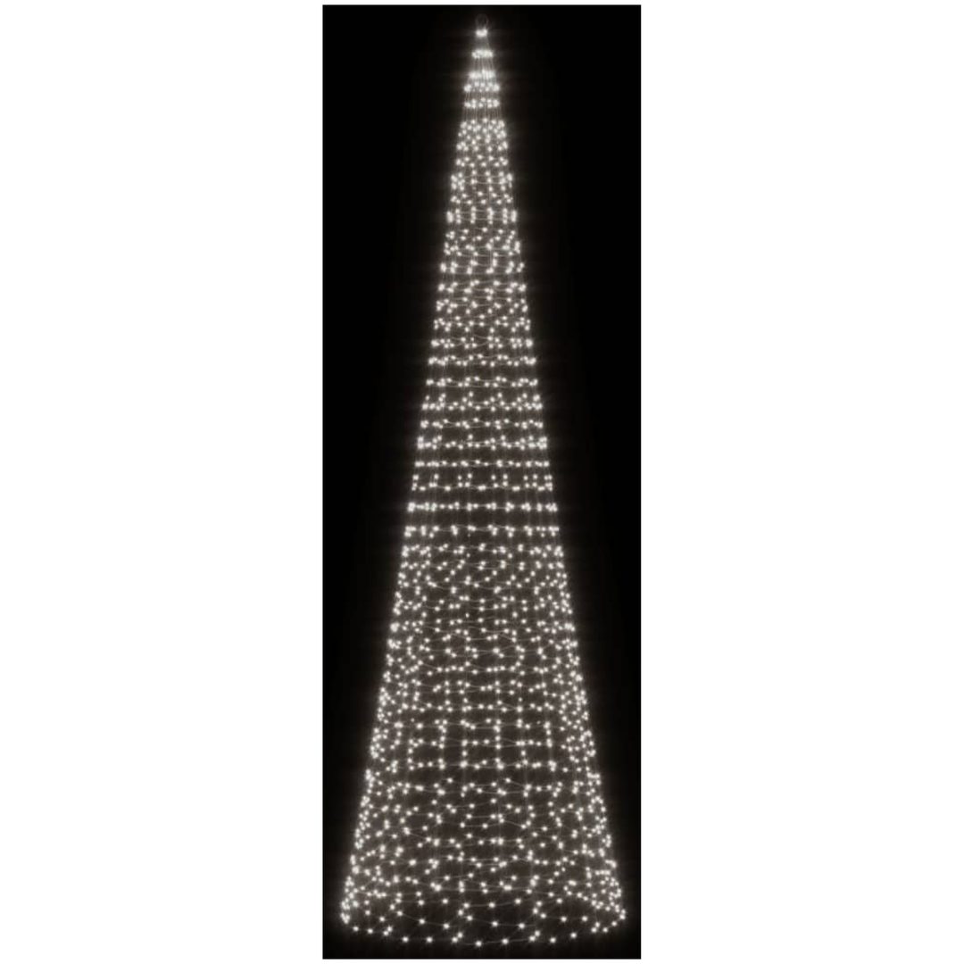 Julbelysning till flaggstång 1534 LEDs kallvit vidaXL 500 cm – bild 3