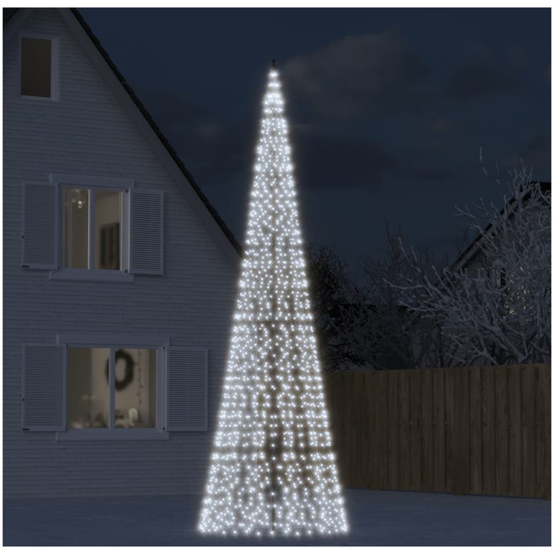 Julbelysning till flaggstång 1534 LEDs kallvit vidaXL 500 cm