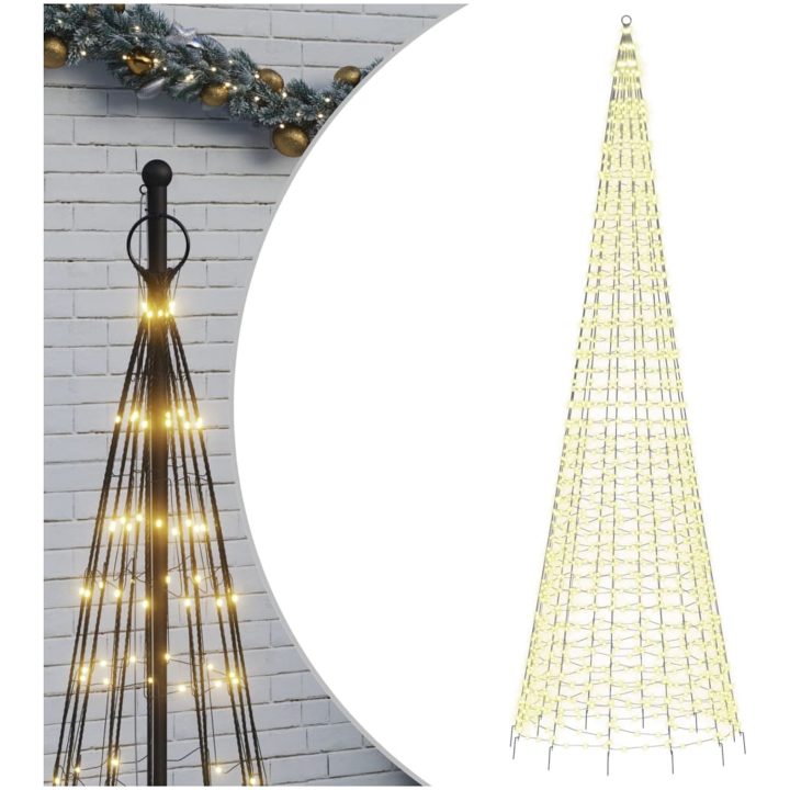 Julbelysning till flaggstång 1534 LEDs varmvit vidaXL 500 cm – bild 2