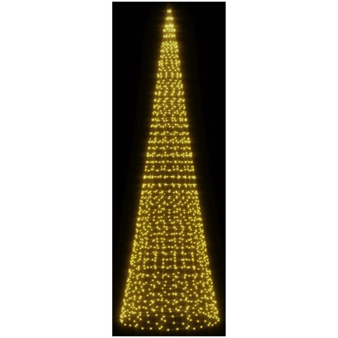 Julbelysning till flaggstång 1534 LEDs varmvit vidaXL 500 cm – bild 3
