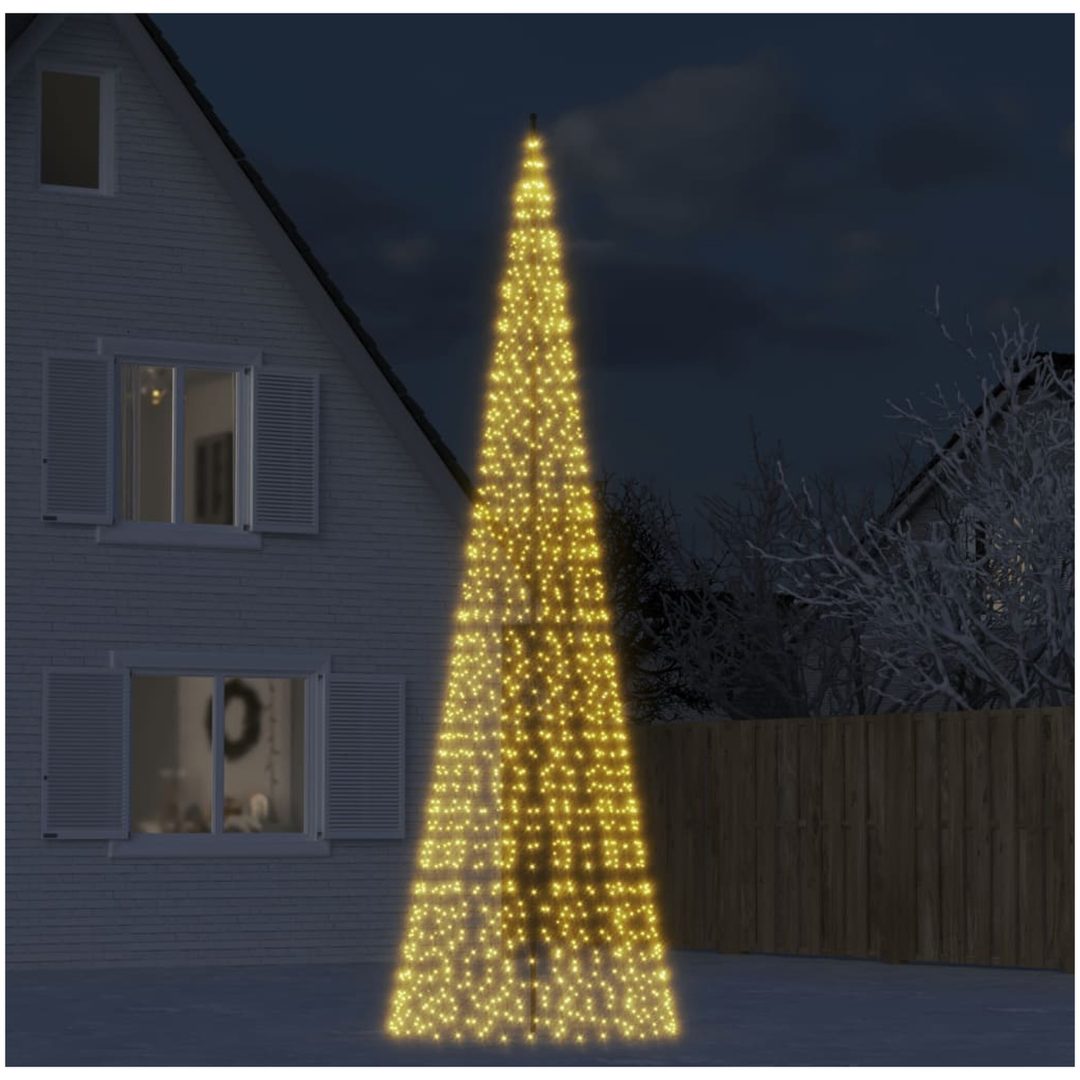 Julbelysning till flaggstång 1534 LEDs varmvit vidaXL 500 cm