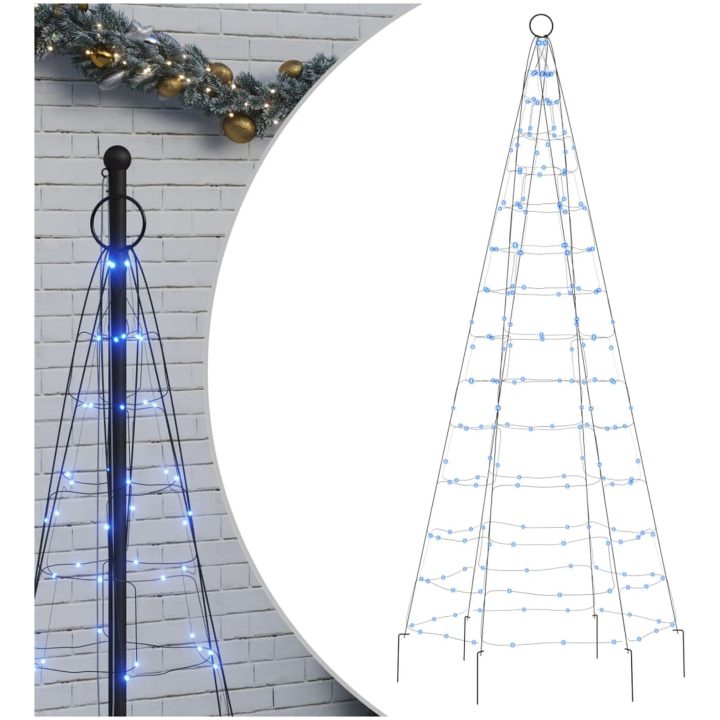 Julbelysning till flaggstång 200 LEDs blå vidaXL 180 cm – bild 2