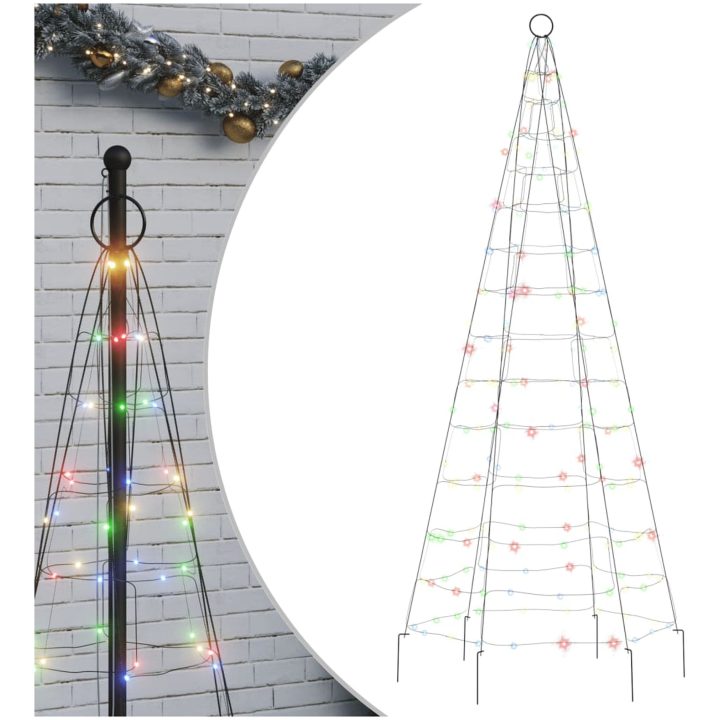 Julbelysning till flaggstång 200 LEDs färgglad 180 cm vidaXL 180 cm – bild 2
