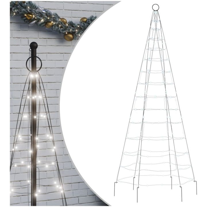 Julbelysning till flaggstång 200 LEDs kallvit 180 cm vidaXL 180 cm – bild 2