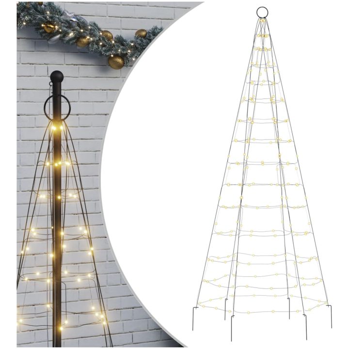 Julbelysning till flaggstång 200 LEDs varmvit vidaXL 180 cm – bild 2