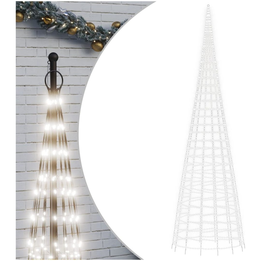 Julbelysning till flaggstång 3000 LEDs kallvit 800 cm vidaXL 800 cm – bild 2