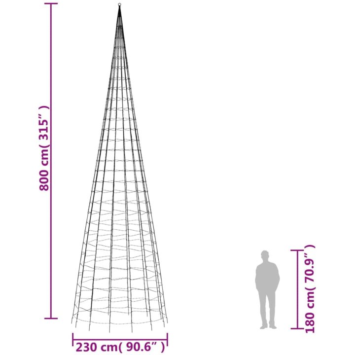 Julbelysning till flaggstång 3000 LEDs kallvit 800 cm vidaXL 800 cm – bild 10