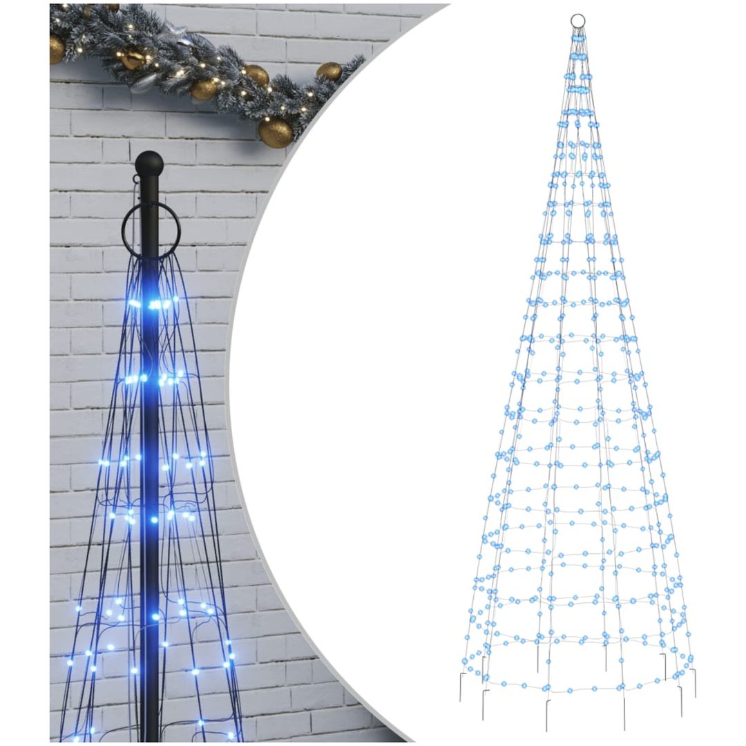 Julbelysning till flaggstång 550 LEDs blå vidaXL 300 cm – bild 2
