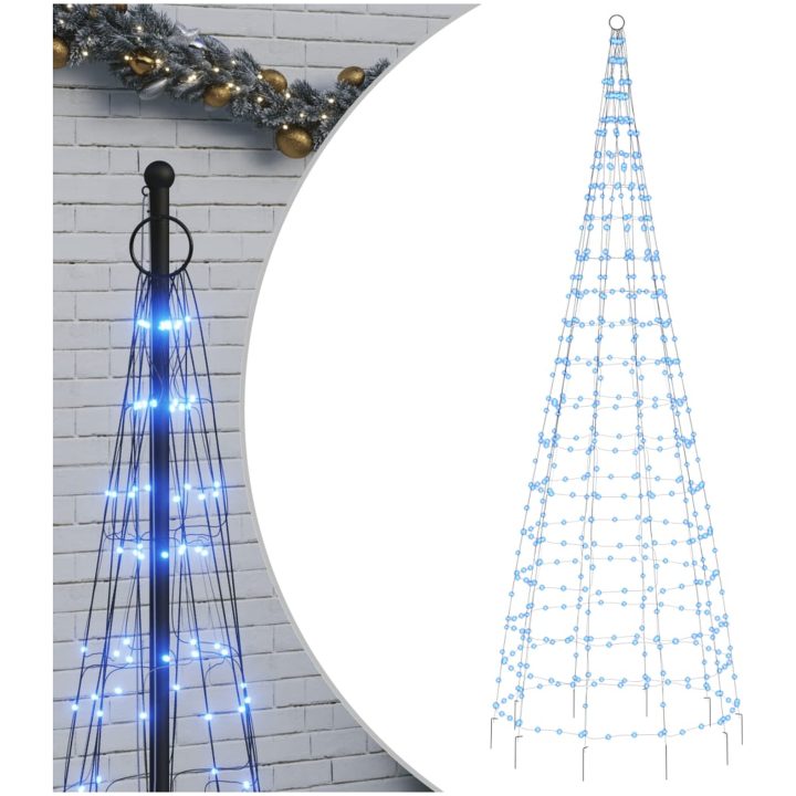 Julbelysning till flaggstång 550 LEDs blå vidaXL 300 cm – bild 2
