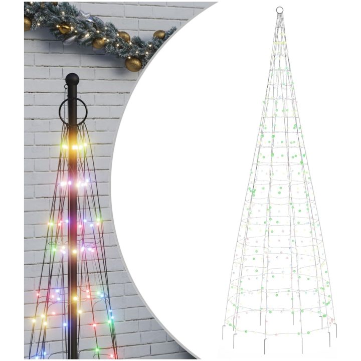 Julbelysning till flaggstång 550 LEDs färgglad 300 cm vidaXL 300 cm – bild 2