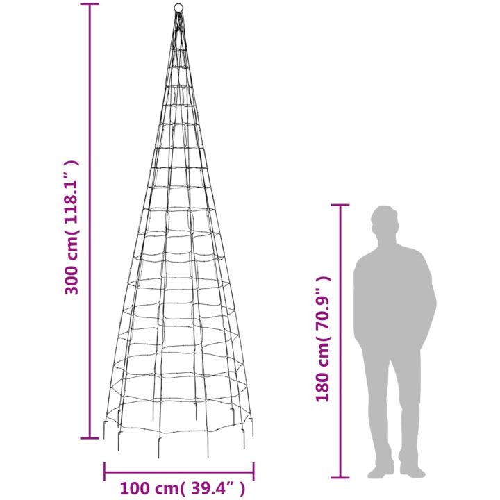 Julbelysning till flaggstång 550 LEDs färgglad 300 cm vidaXL 300 cm – bild 10