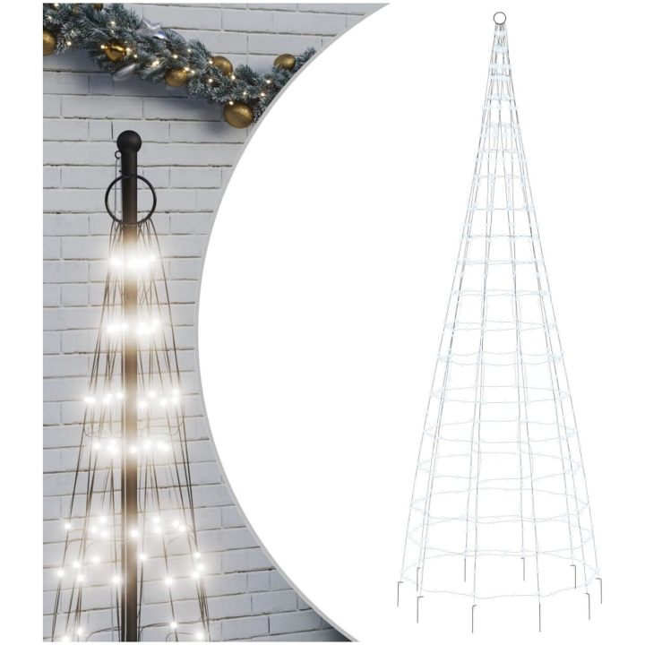 Julbelysning till flaggstång 550 LEDs kallvit vidaXL 300 cm – bild 2