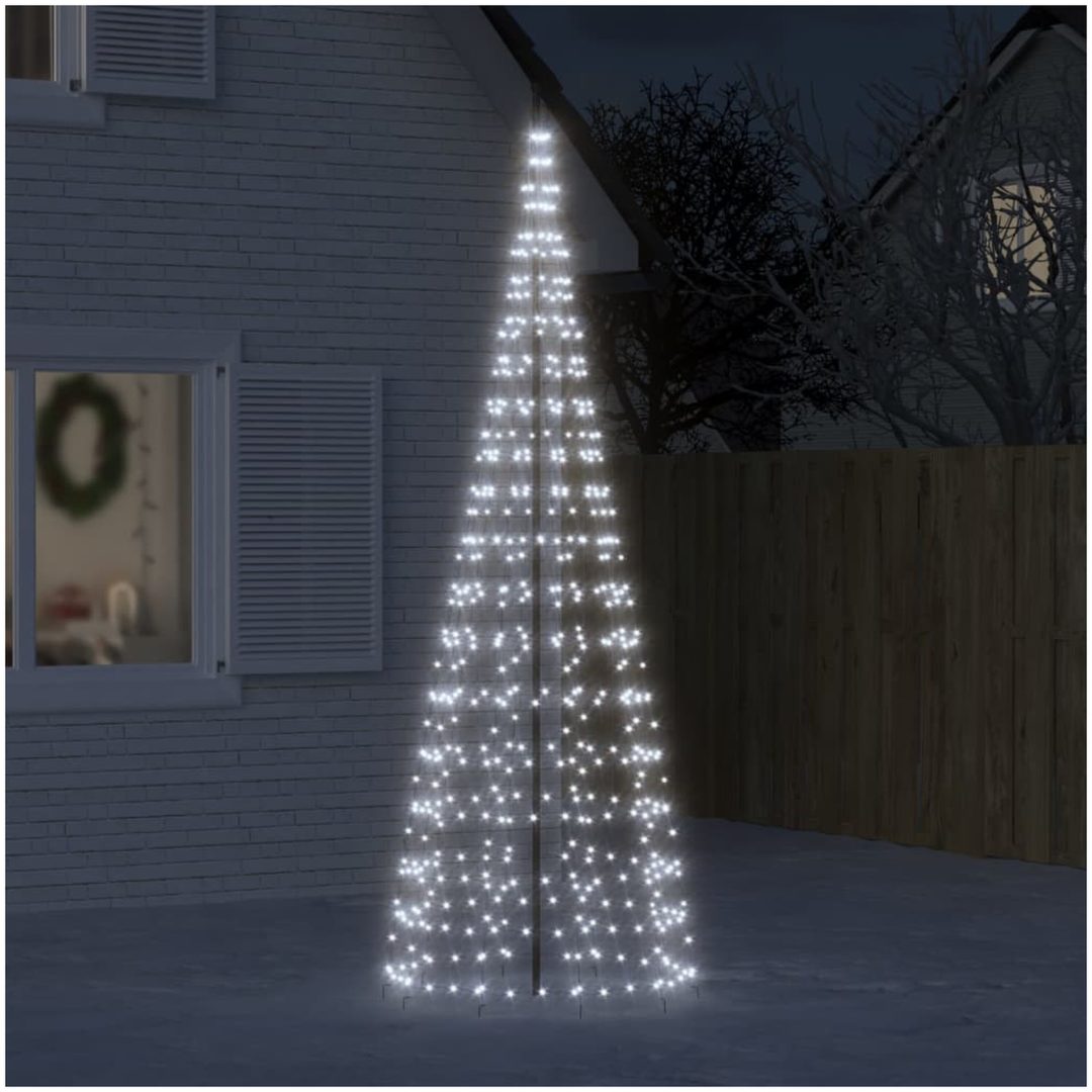 Julbelysning till flaggstång 550 LEDs kallvit vidaXL 300 cm