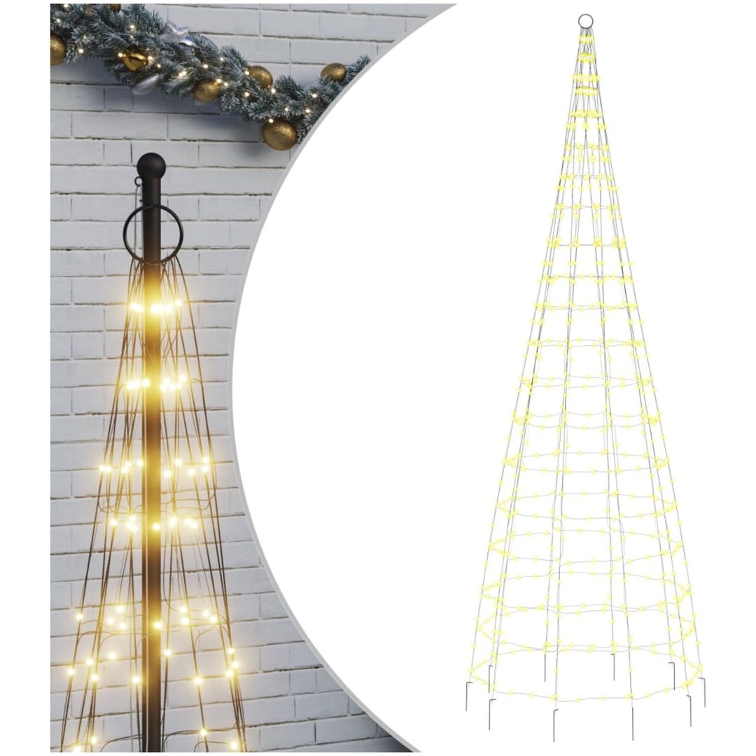 Julbelysning till flaggstång 550 LEDs varmvit vidaXL 300 cm – bild 2